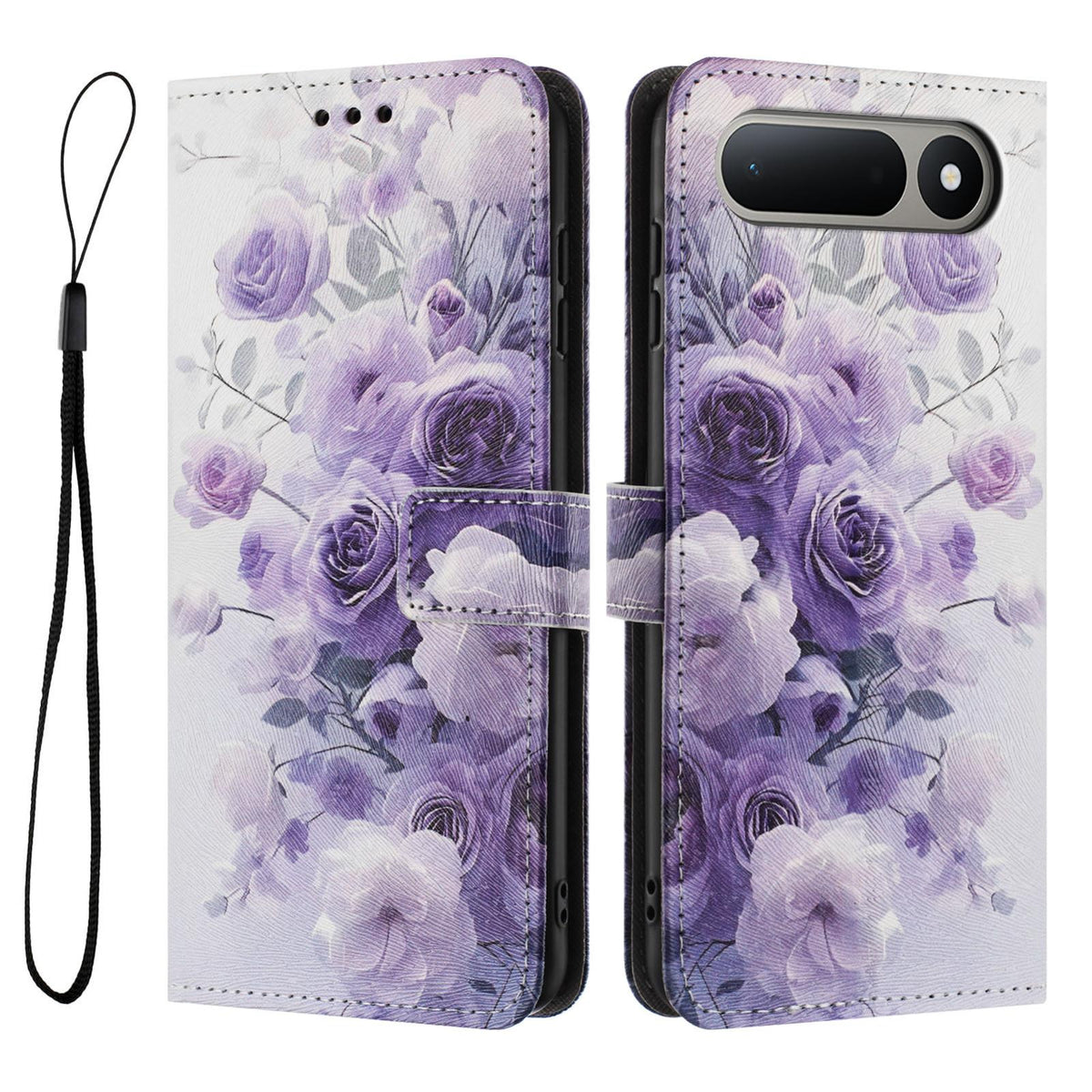 For Tecno Spark 50 5G Color Drawing Pattern Leather Phone Case - Purple Rose - EDA008044211E