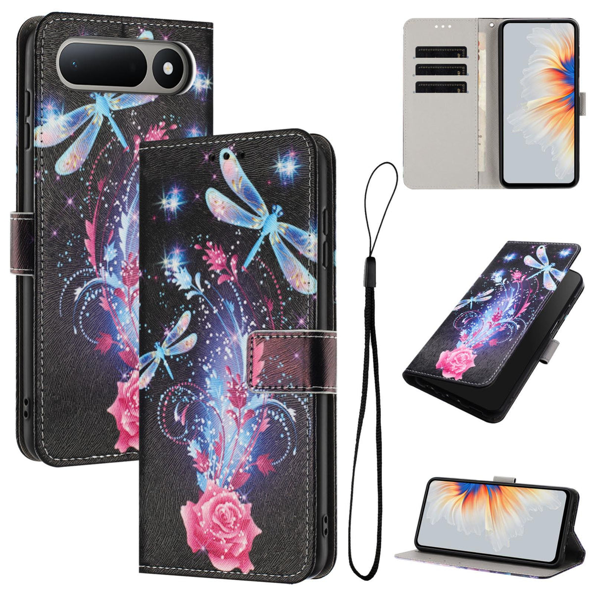 For Tecno Spark 50 5G Color Drawing Pattern Leather Phone Case - Dragonfly - EDA008044211F