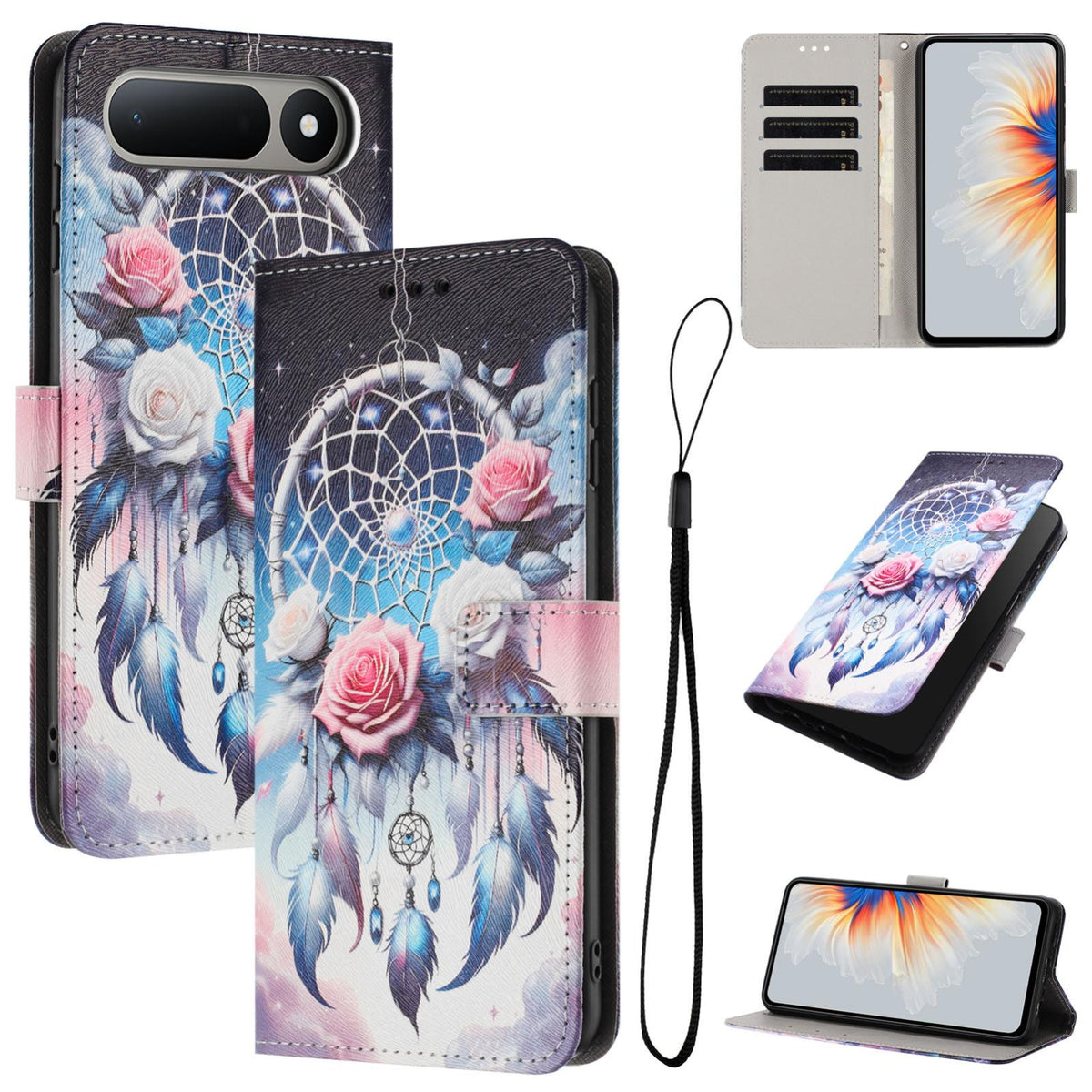For Tecno Spark 50 5G Color Drawing Pattern Leather Phone Case - Flower Wind Chime - EDA008044211H