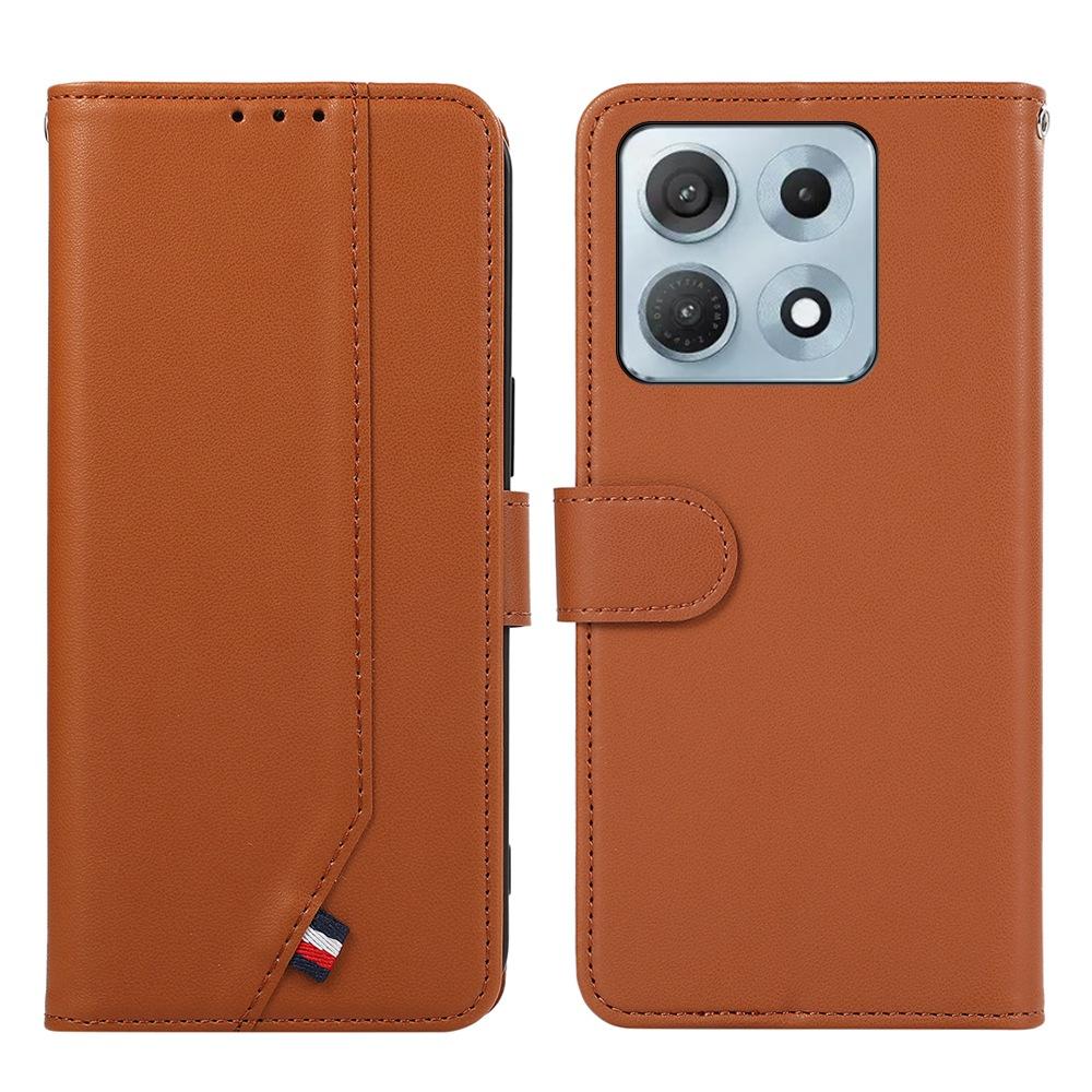 For Motorola Edge 70 Max 5G ABEEL Delicate Texture Splicing RFID Leather Phone Case(Brown)