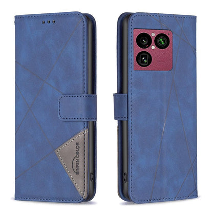 For Sony Xperia 1 VIII Magnetic Buckle Rhombus Texture Leather Phone Case - Blue - EDA008087402B
