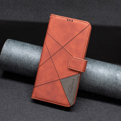 For Sony Xperia 1 VIII Magnetic Buckle Rhombus Texture Leather Phone Case - Brown - EDA008087402D