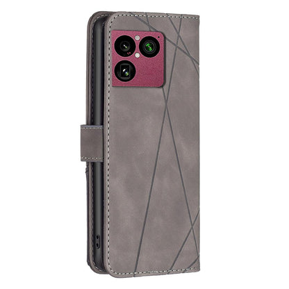 For Sony Xperia 1 VIII Magnetic Buckle Rhombus Texture Leather Phone Case - Grey - EDA008087402E