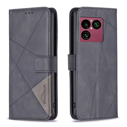 For Sony Xperia 1 VIII Magnetic Buckle Rhombus Texture Leather Phone Case - Black - EDA008087402F