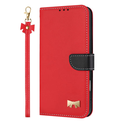 For Redmi K90 Pro Max / Poco F8 Ultra Metal Bow Leather Phone Case with Hand Strap(Red)