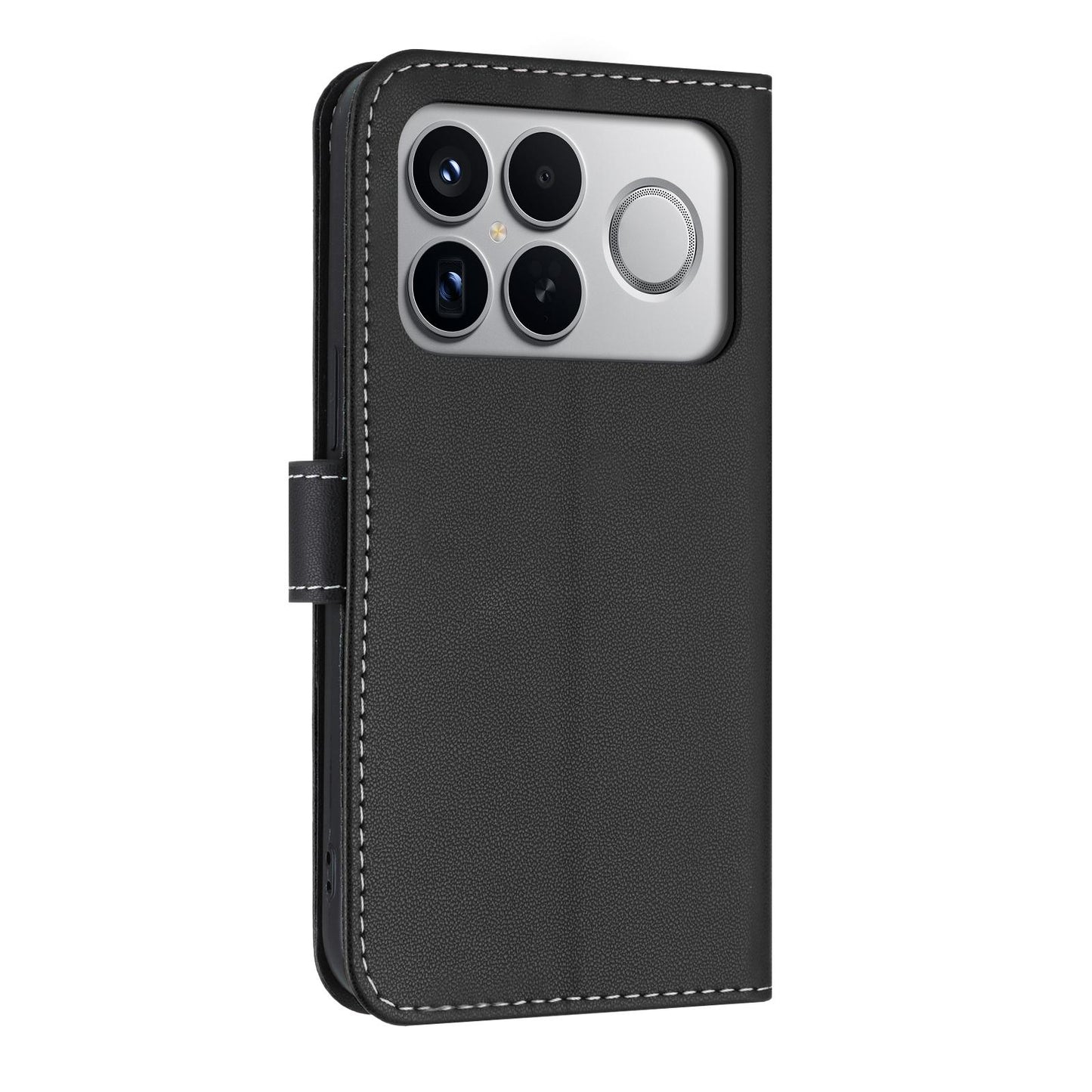 For Redmi K90 Pro Max / Poco F8 Ultra Metal Bow Leather Phone Case with Hand Strap(Black)
