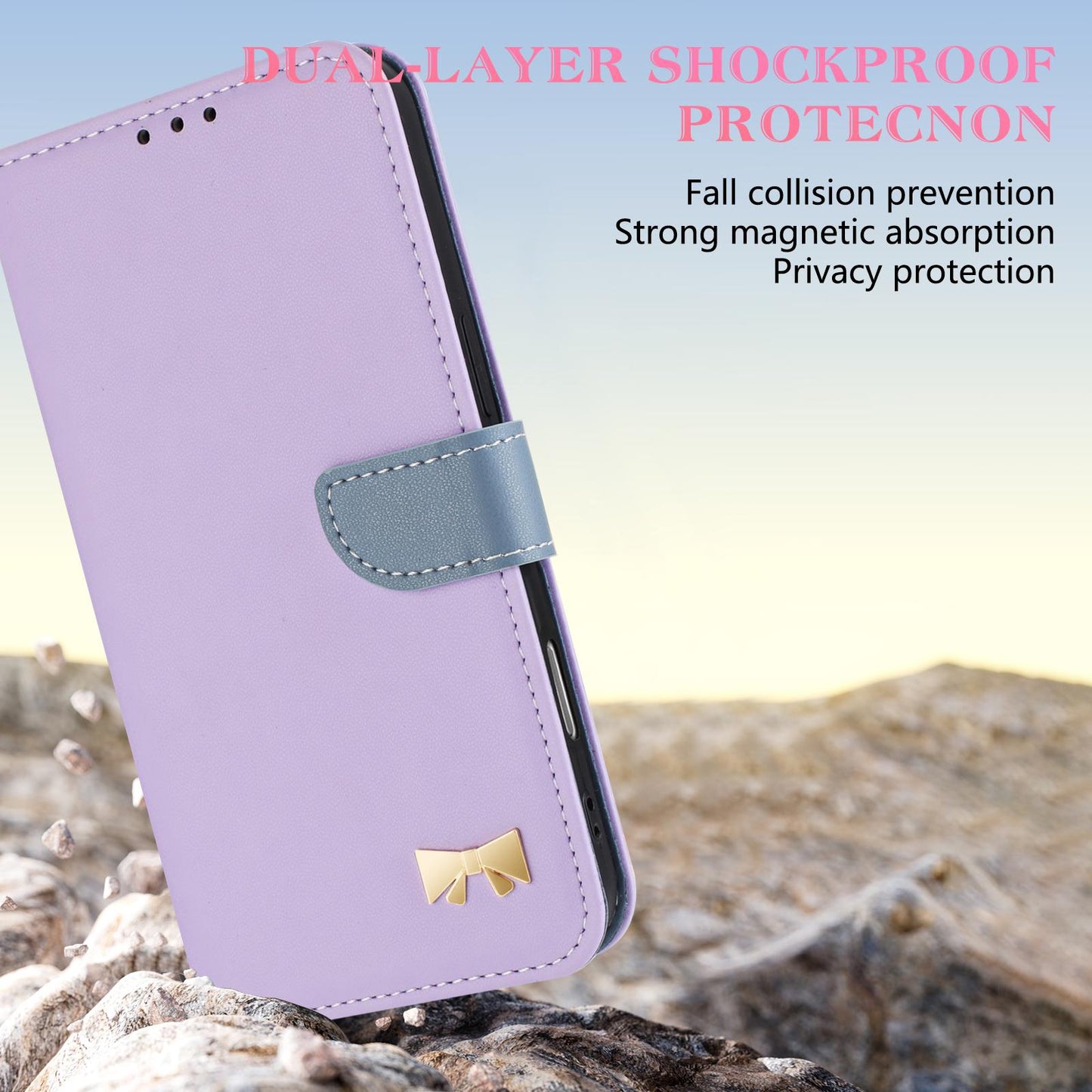 For Redmi K90 Pro Max / Poco F8 Ultra Metal Bow Leather Phone Case with Hand Strap(Purple)