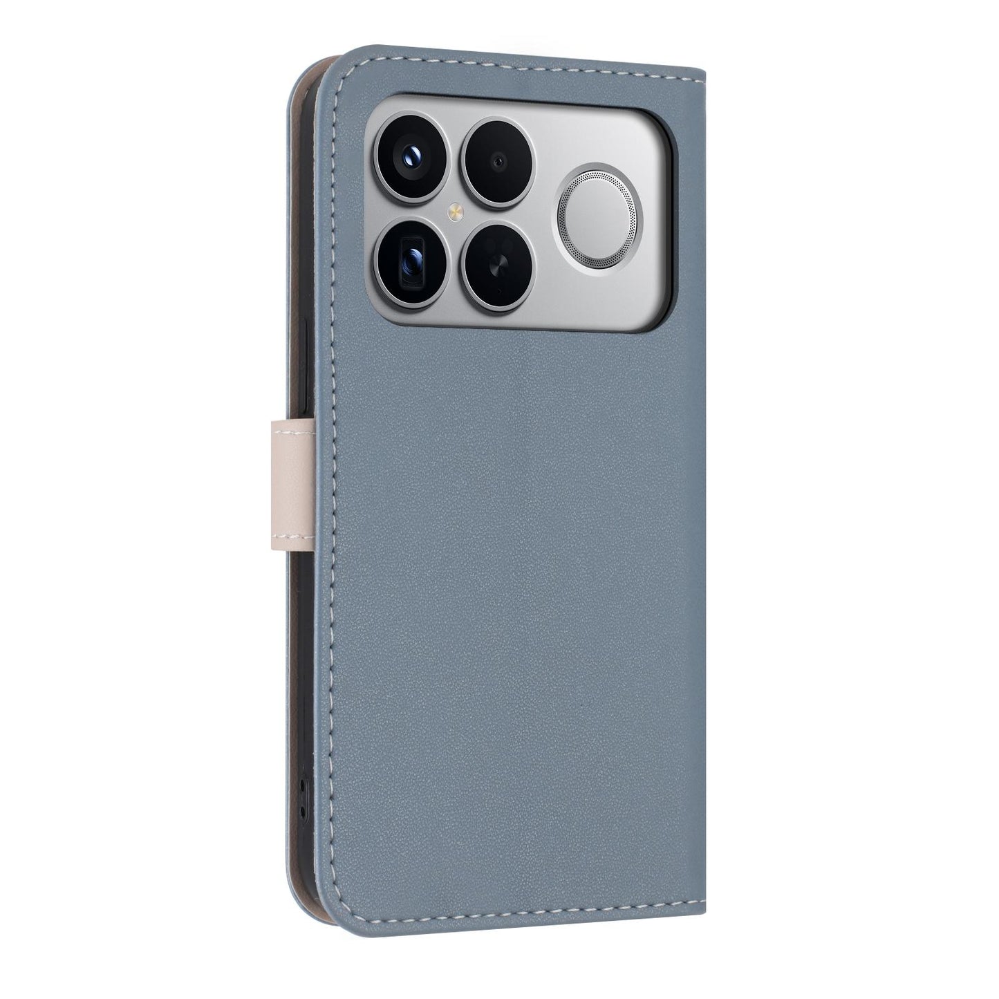 For Redmi K90 Pro Max / Poco F8 Ultra Metal Bow Leather Phone Case with Hand Strap(Light Blue)