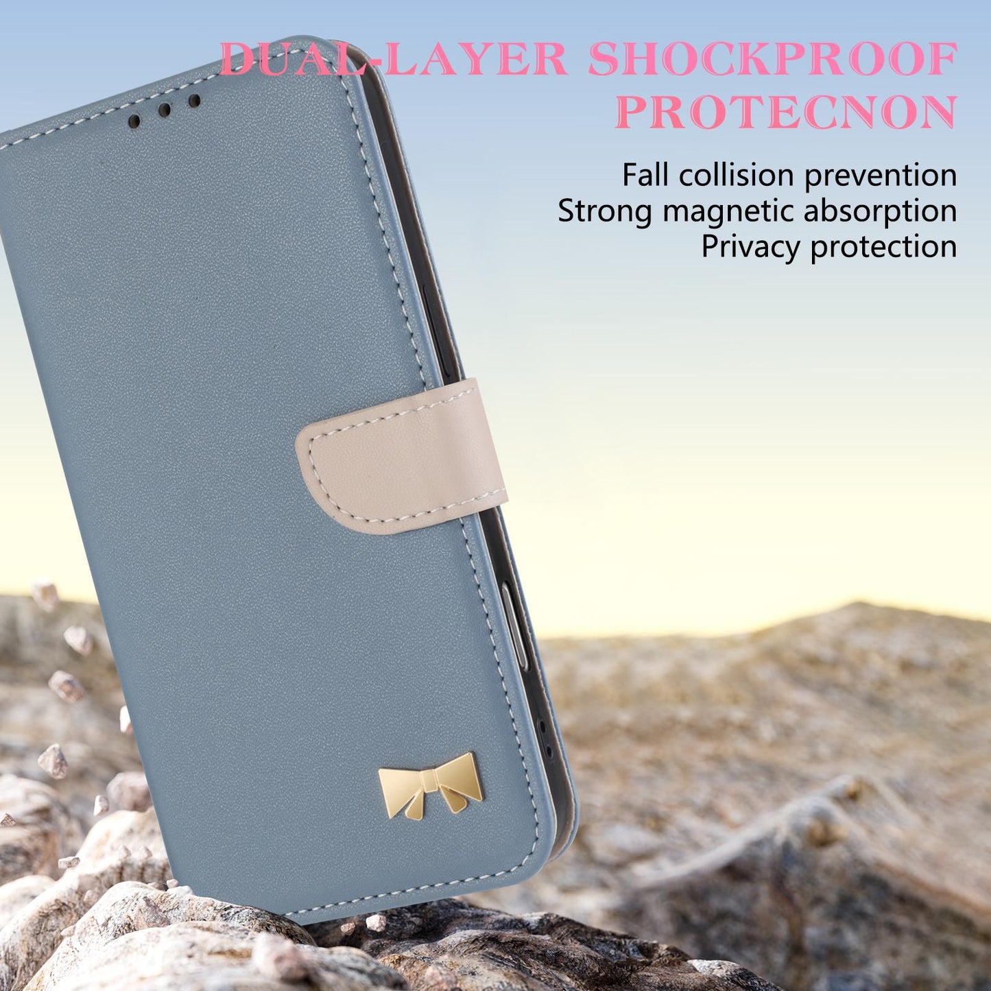 For Redmi K90 Pro Max / Poco F8 Ultra Metal Bow Leather Phone Case with Hand Strap(Light Blue)