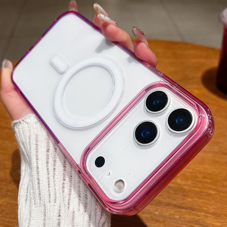 For iPhone 18 Pro Contrast Color Gradient Transparent MagSafe Phone Case - Purple Pink + Light Purple - EDA008111827D