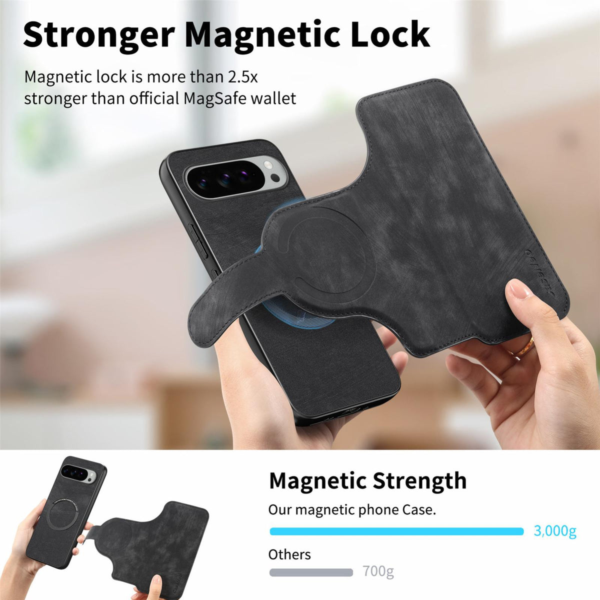 For Google Pixel 11 Pro XL CaseNeo MagSafe RFID Anti-theft Retro Leather Phone Case - Black - EDA008112505A