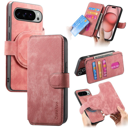 For Google Pixel 11 Pro XL CaseNeo MagSafe RFID Anti-theft Retro Leather Phone Case - Pink - EDA008112505E