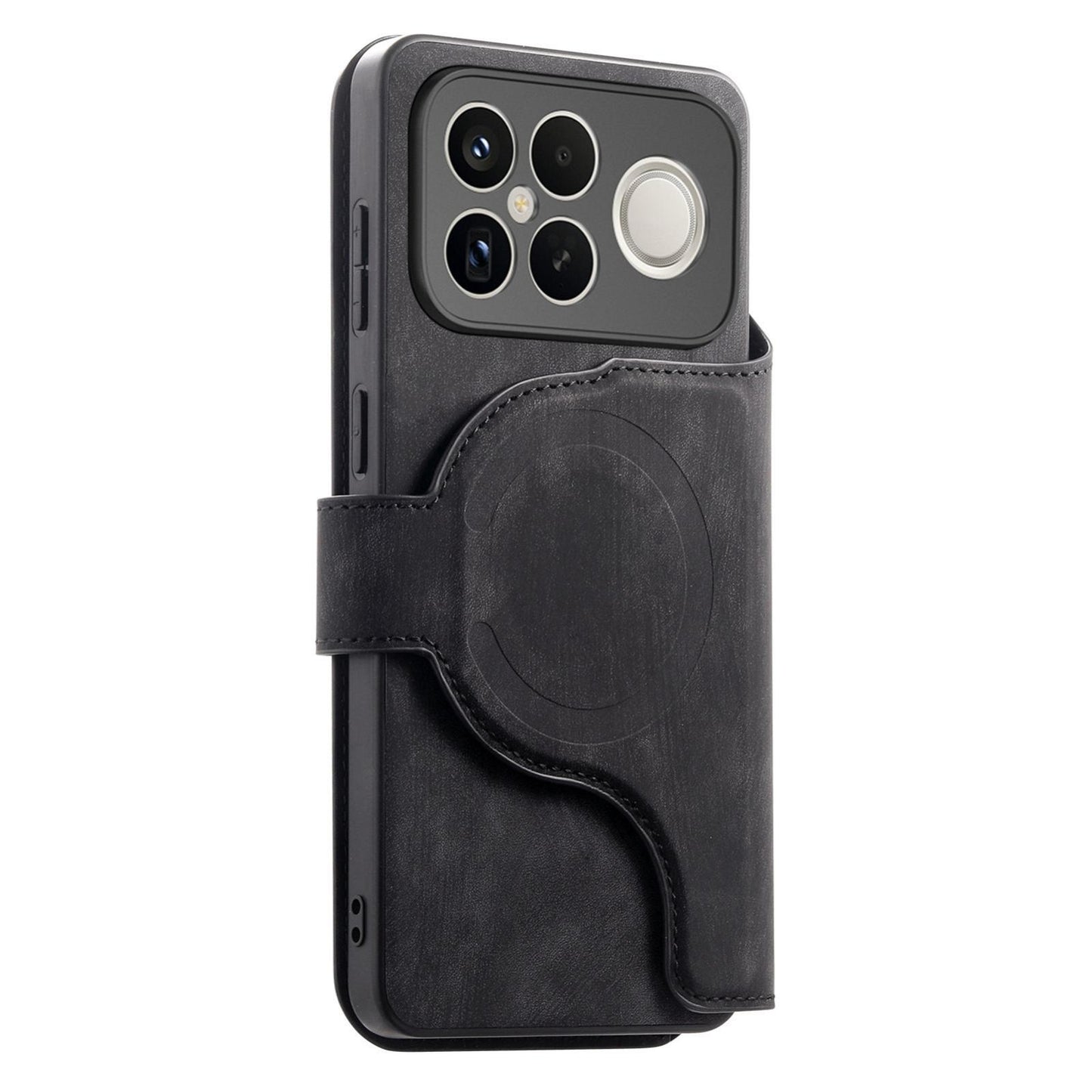 For Redmi K90 Pro Max / Poco F8 Ultra CaseNeo MagSafe RFID Anti-theft Zipper Wallet Retro Leather Phone Case(Black)