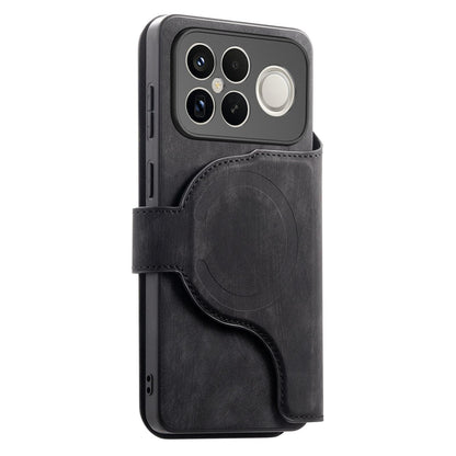 For Redmi K90 Pro Max / Poco F8 Ultra CaseNeo MagSafe RFID Anti-theft Zipper Wallet Retro Leather Phone Case(Black)