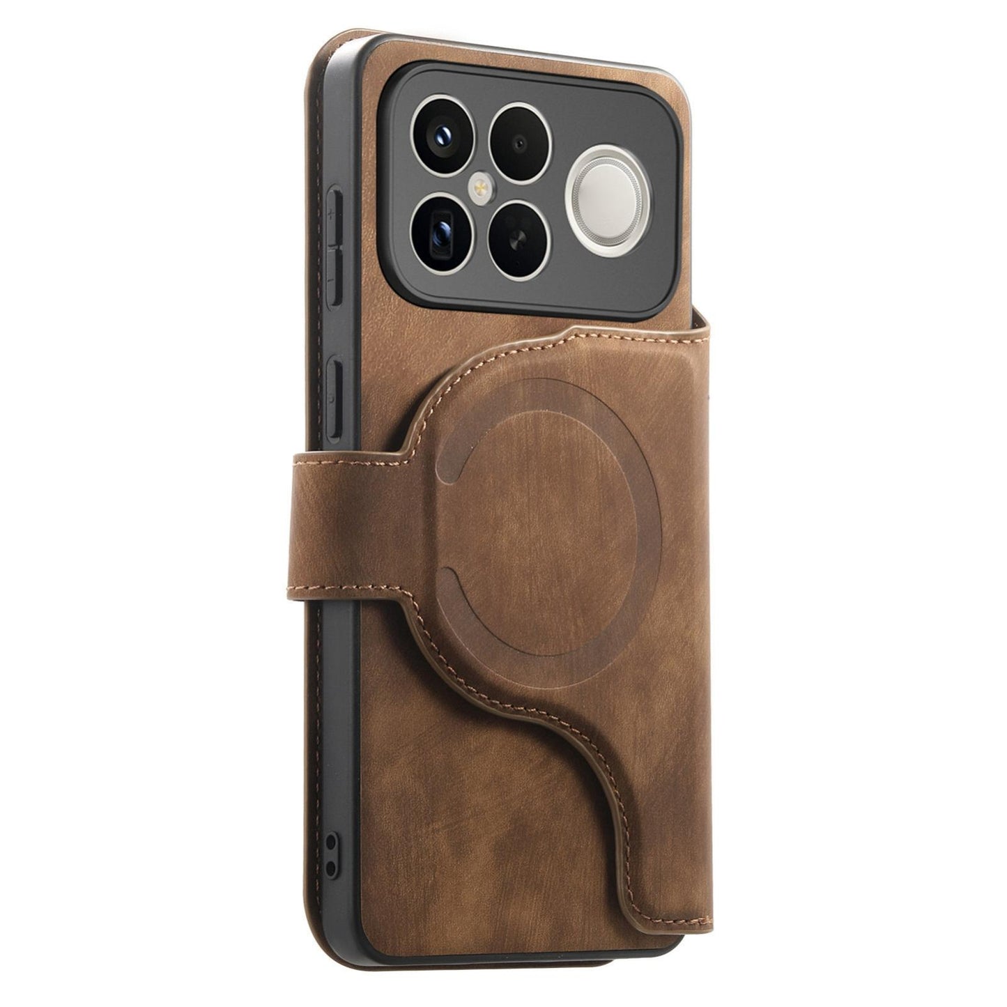 For Redmi K90 Pro Max / Poco F8 Ultra CaseNeo MagSafe RFID Anti-theft Zipper Wallet Retro Leather Phone Case(Brown)
