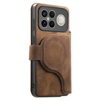 For Redmi K90 Pro Max / Poco F8 Ultra CaseNeo MagSafe RFID Anti-theft Zipper Wallet Retro Leather Phone Case(Brown)