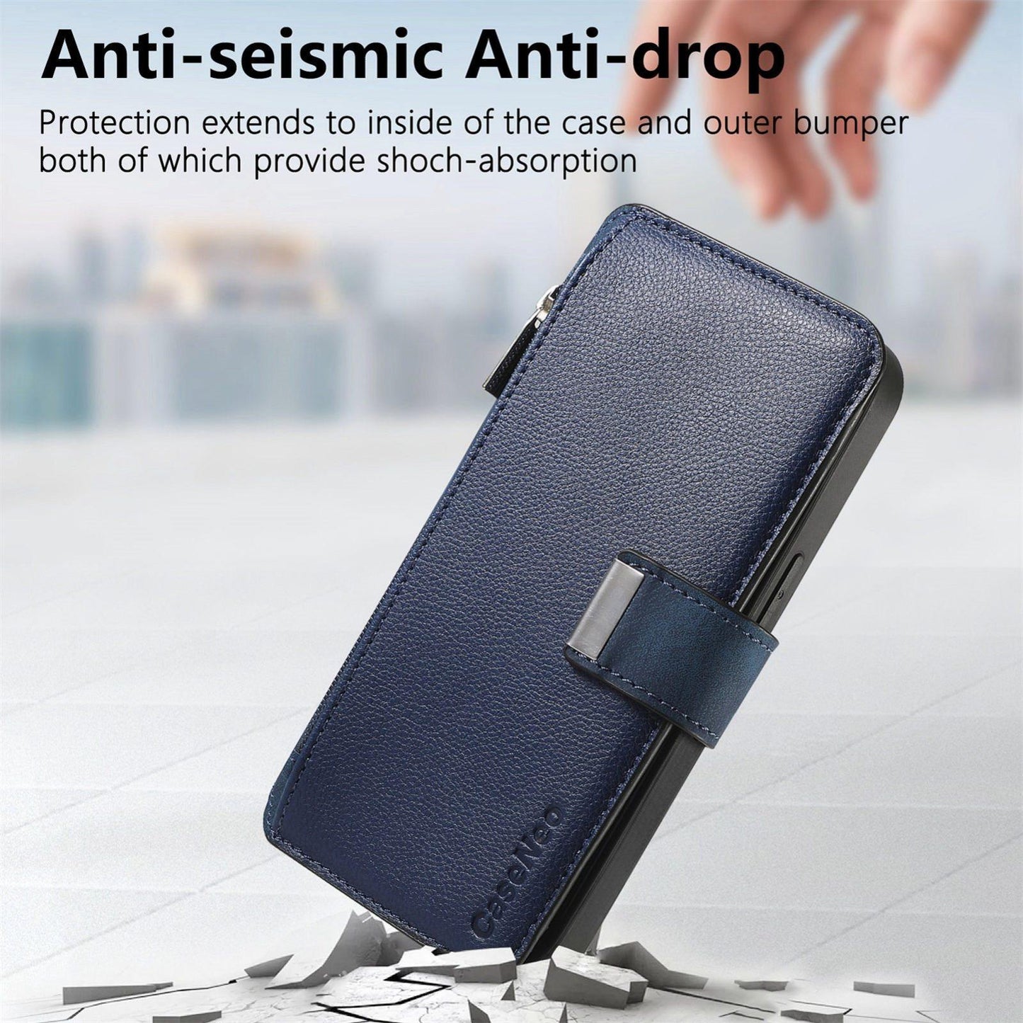 For Redmi K90 Pro Max / Poco F8 Ultra CaseNeo MagSafe RFID Anti-theft Zipper Wallet Retro Leather Phone Case(Blue)