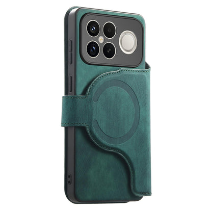 For Redmi K90 Pro Max / Poco F8 Ultra CaseNeo MagSafe RFID Anti-theft Zipper Wallet Retro Leather Phone Case(Green)