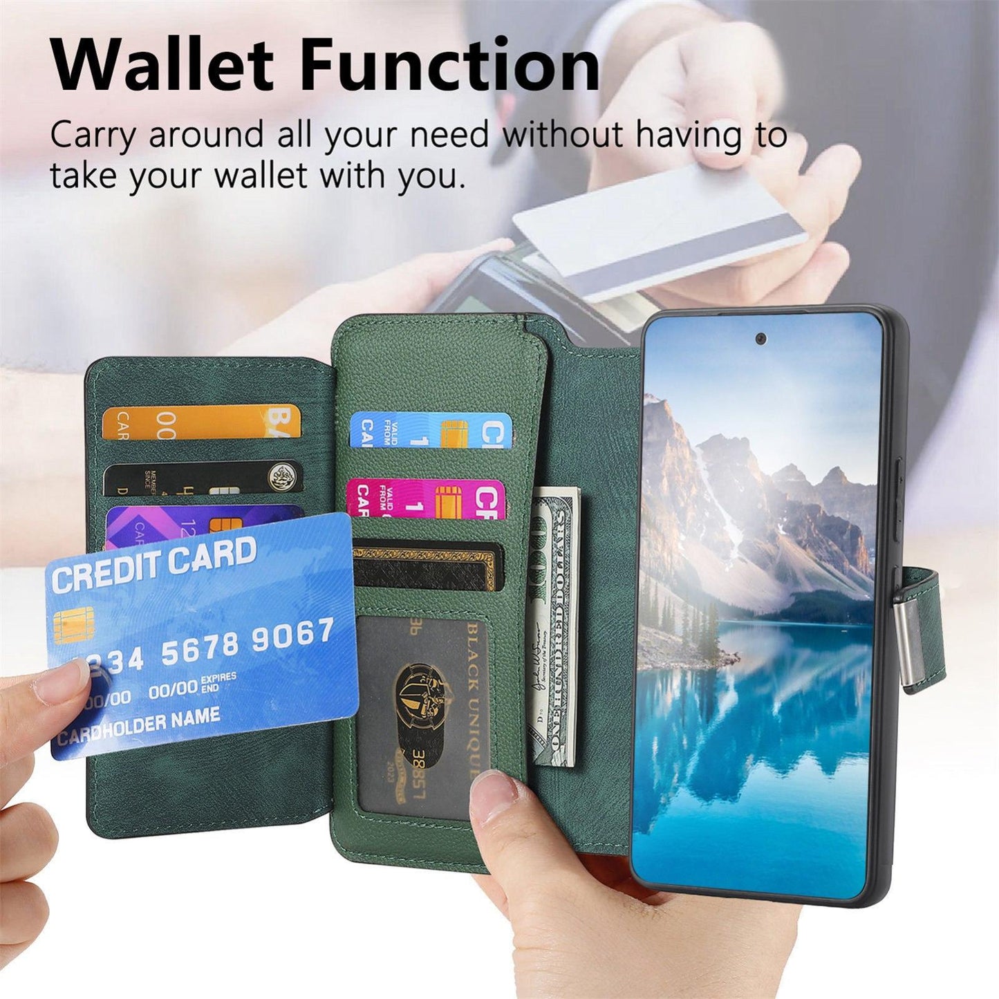 For Redmi K90 Pro Max / Poco F8 Ultra CaseNeo MagSafe RFID Anti-theft Zipper Wallet Retro Leather Phone Case(Green)