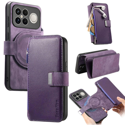 For Redmi K90 Pro Max / Poco F8 Ultra CaseNeo MagSafe RFID Anti-theft Zipper Wallet Retro Leather Phone Case(Purple)
