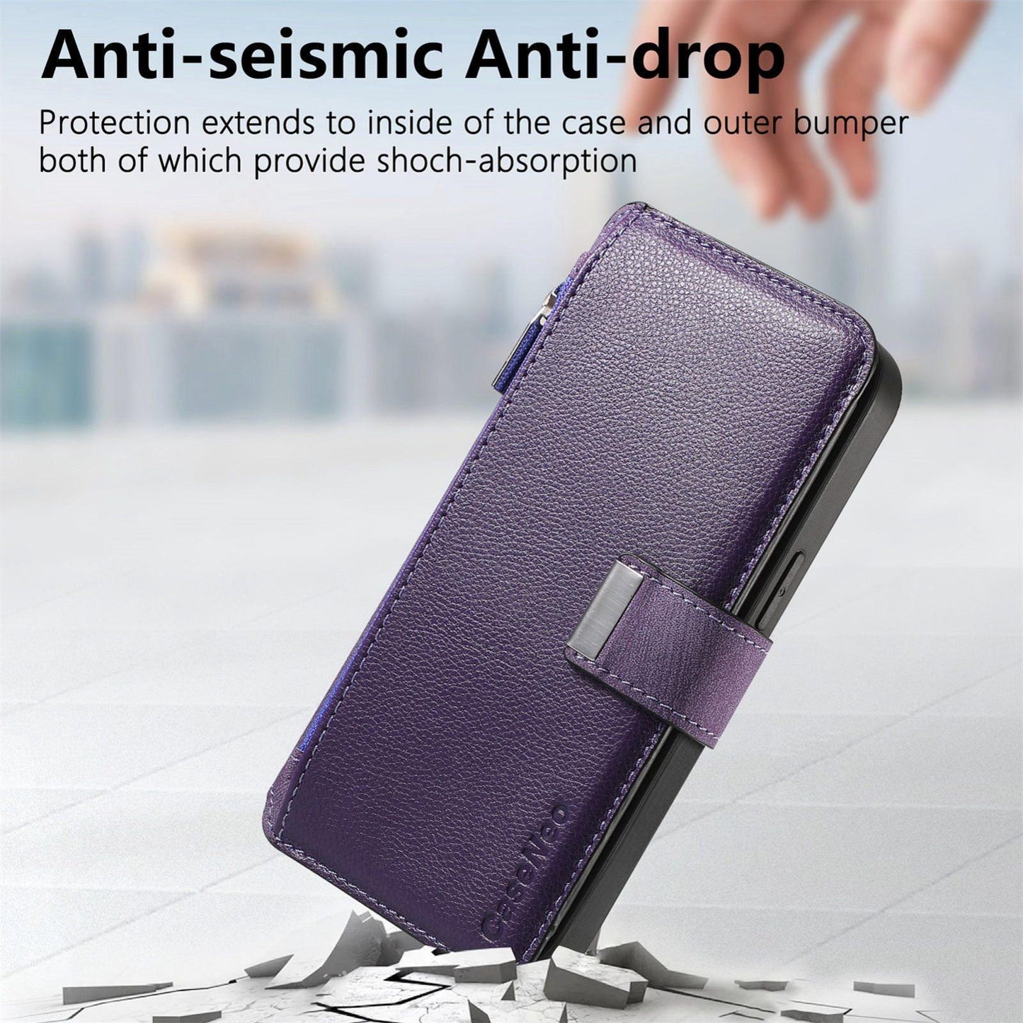 For Redmi K90 Pro Max / Poco F8 Ultra CaseNeo MagSafe RFID Anti-theft Zipper Wallet Retro Leather Phone Case(Purple)