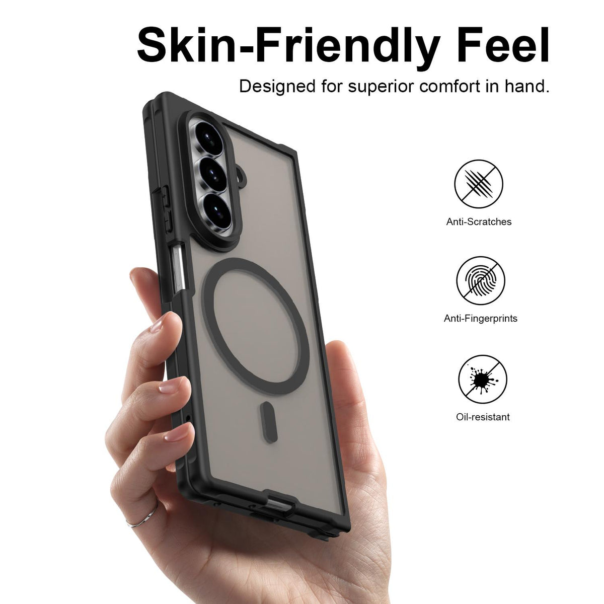 For Galaxy Z Fold8 Ultra 5G Fan Dun Series TPU Hybrid PC Frosted Magsafe Phone Case - Black - EDA008120805A