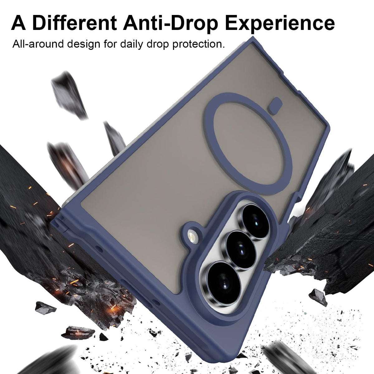 For Galaxy Z Fold8 Ultra 5G Fan Dun Series TPU Hybrid PC Frosted Magsafe Phone Case - Blue - EDA008120805B