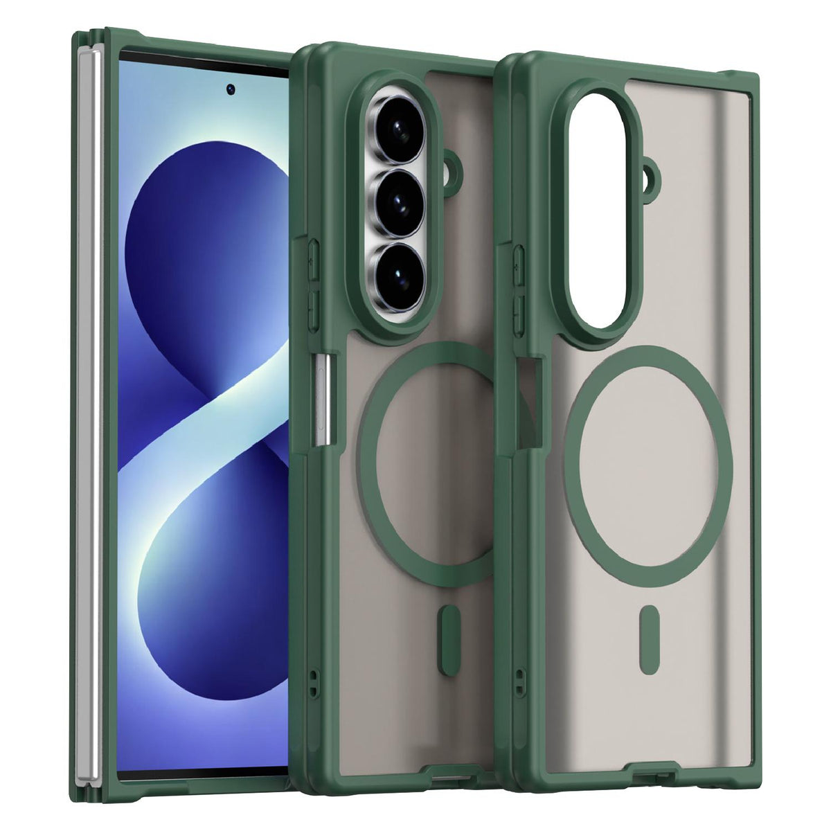 For Galaxy Z Fold8 Ultra 5G Fan Dun Series TPU Hybrid PC Frosted Magsafe Phone Case - Green - EDA008120805C