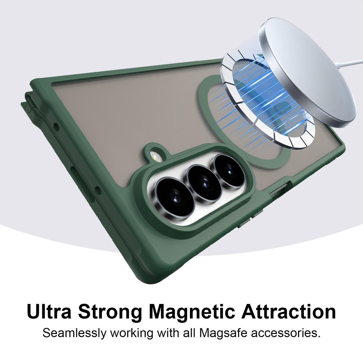 For Galaxy Z Fold8 Ultra 5G Fan Dun Series TPU Hybrid PC Frosted Magsafe Phone Case - Green - EDA008120805C