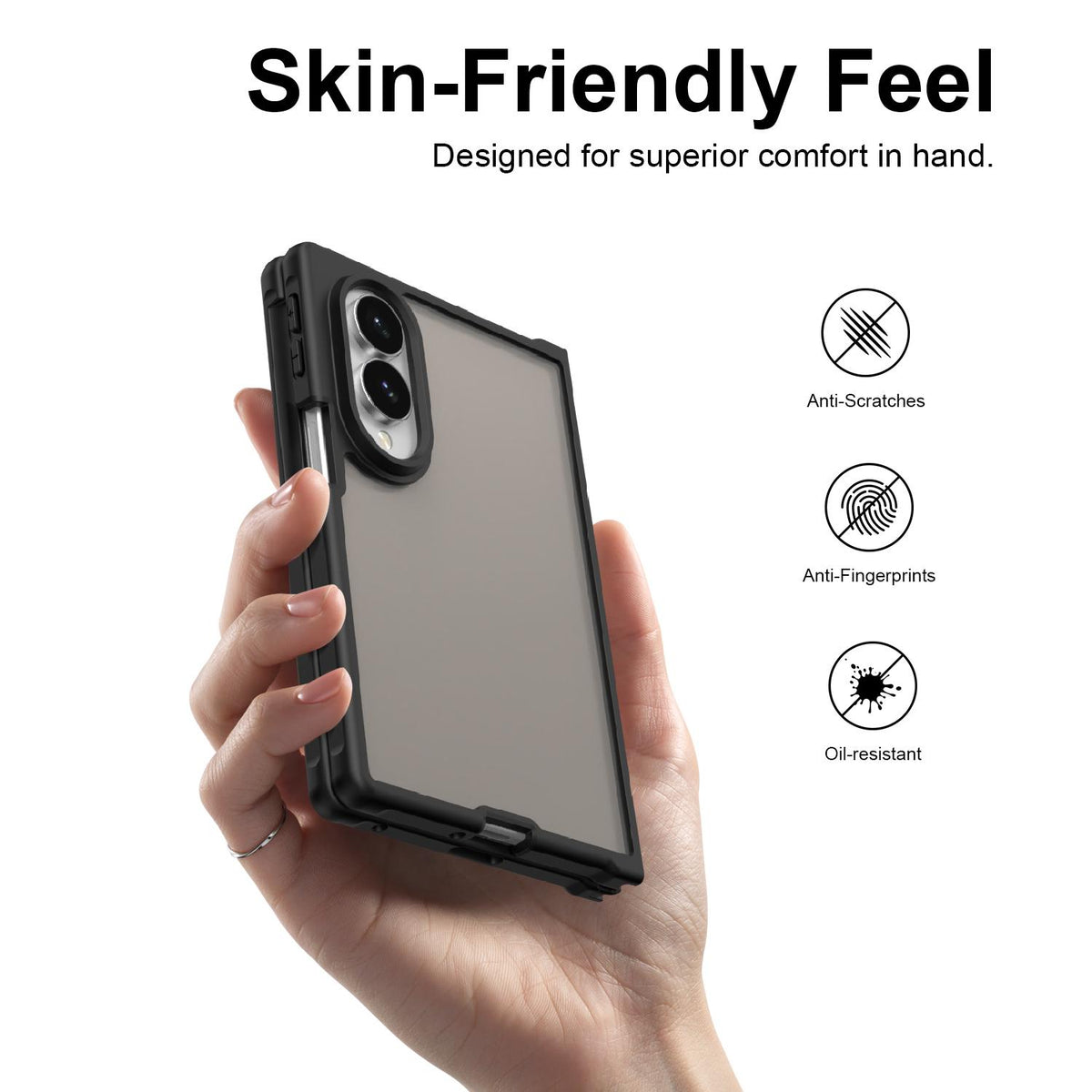 For Galaxy Z Fold8 5G Fan Dun Series TPU Hybrid PC Frosted Phone Case - Black - EDA008121103A