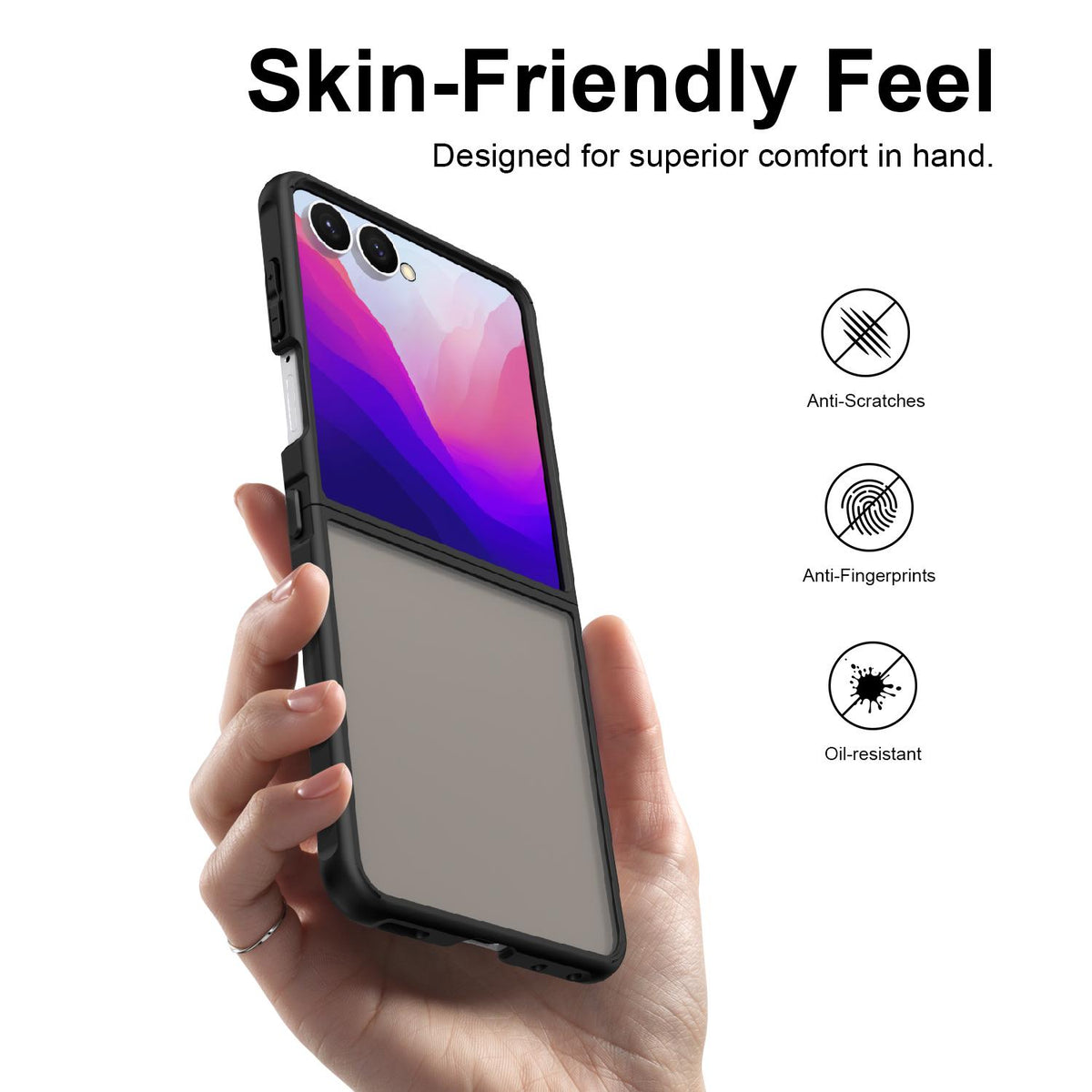 For Galaxy Z Flip8 5G Fan Dun Series TPU Hybrid PC Frosted Phone Case - Black - EDA008121105A