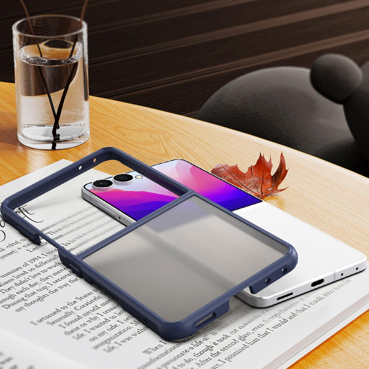 For Galaxy Z Flip8 5G Fan Dun Series TPU Hybrid PC Frosted Phone Case - Blue - EDA008121105B