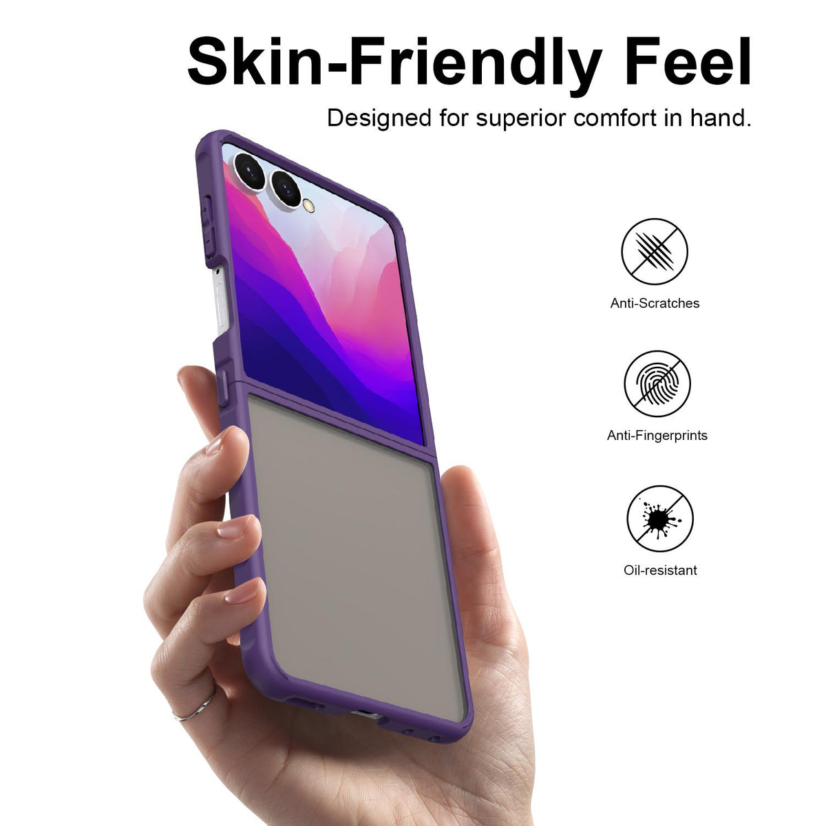 For Galaxy Z Flip8 5G Fan Dun Series TPU Hybrid PC Frosted Phone Case - Purple - EDA008121105D