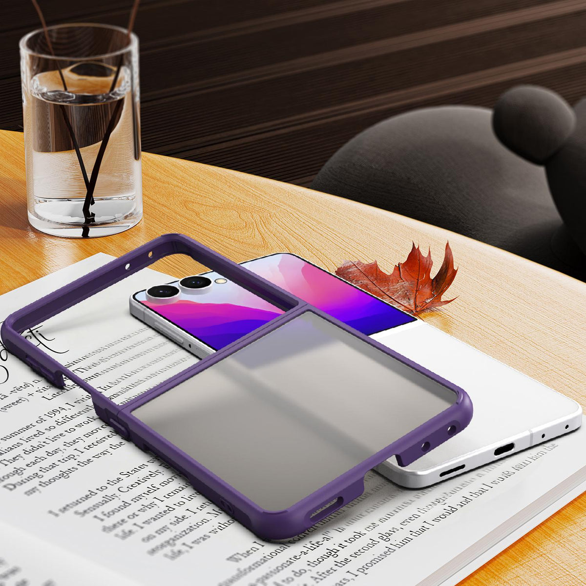 For Galaxy Z Flip8 5G Fan Dun Series TPU Hybrid PC Frosted Phone Case - Purple - EDA008121105D