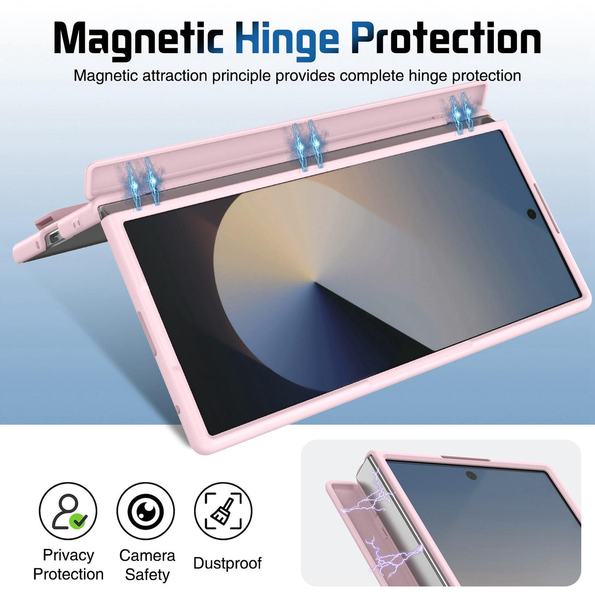 For Galaxy Z Fold8 Ultra 5G Film Integrated Lens Frame Bracket Phone Case with Wristband - Pink - EDA008133605A