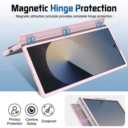 For Galaxy Z Fold8 Ultra 5G Film Integrated Lens Frame Bracket Phone Case with Wristband - Pink - EDA008133605A