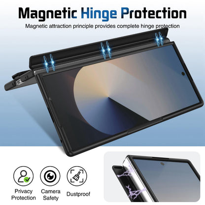 For Galaxy Z Fold8 Ultra 5G Film Integrated Lens Frame Bracket Phone Case with Wristband - Black - EDA008133605B