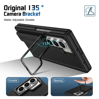 For Galaxy Z Fold8 Ultra 5G Film Integrated Lens Frame Bracket Phone Case with Wristband - Black - EDA008133605B