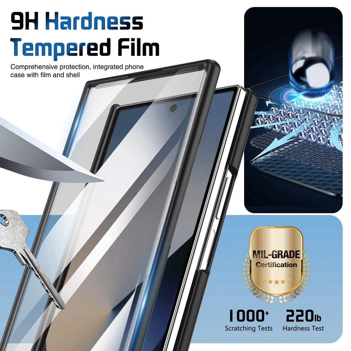 For Galaxy Z Fold8 Ultra 5G Film Integrated Lens Frame Bracket Phone Case with Wristband - Black - EDA008133605B