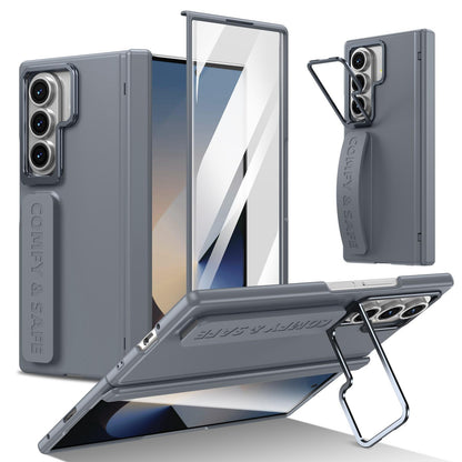For Galaxy Z Fold8 Ultra 5G Film Integrated Lens Frame Bracket Phone Case with Wristband - Grey - EDA008133605C
