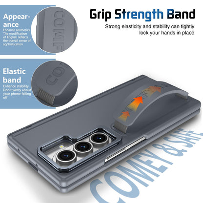 For Galaxy Z Fold8 Ultra 5G Film Integrated Lens Frame Bracket Phone Case with Wristband - Grey - EDA008133605C