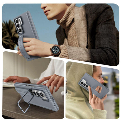 For Galaxy Z Fold8 Ultra 5G Film Integrated Lens Frame Bracket Phone Case with Wristband - Grey - EDA008133605C