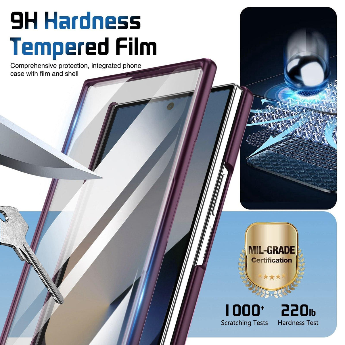 For Galaxy Z Fold8 Ultra 5G Film Integrated Lens Frame Bracket Phone Case with Wristband - Wine Red - EDA008133605D