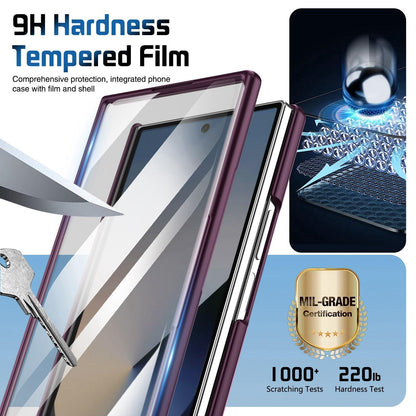 For Galaxy Z Fold8 Ultra 5G Film Integrated Lens Frame Bracket Phone Case with Wristband - Wine Red - EDA008133605D