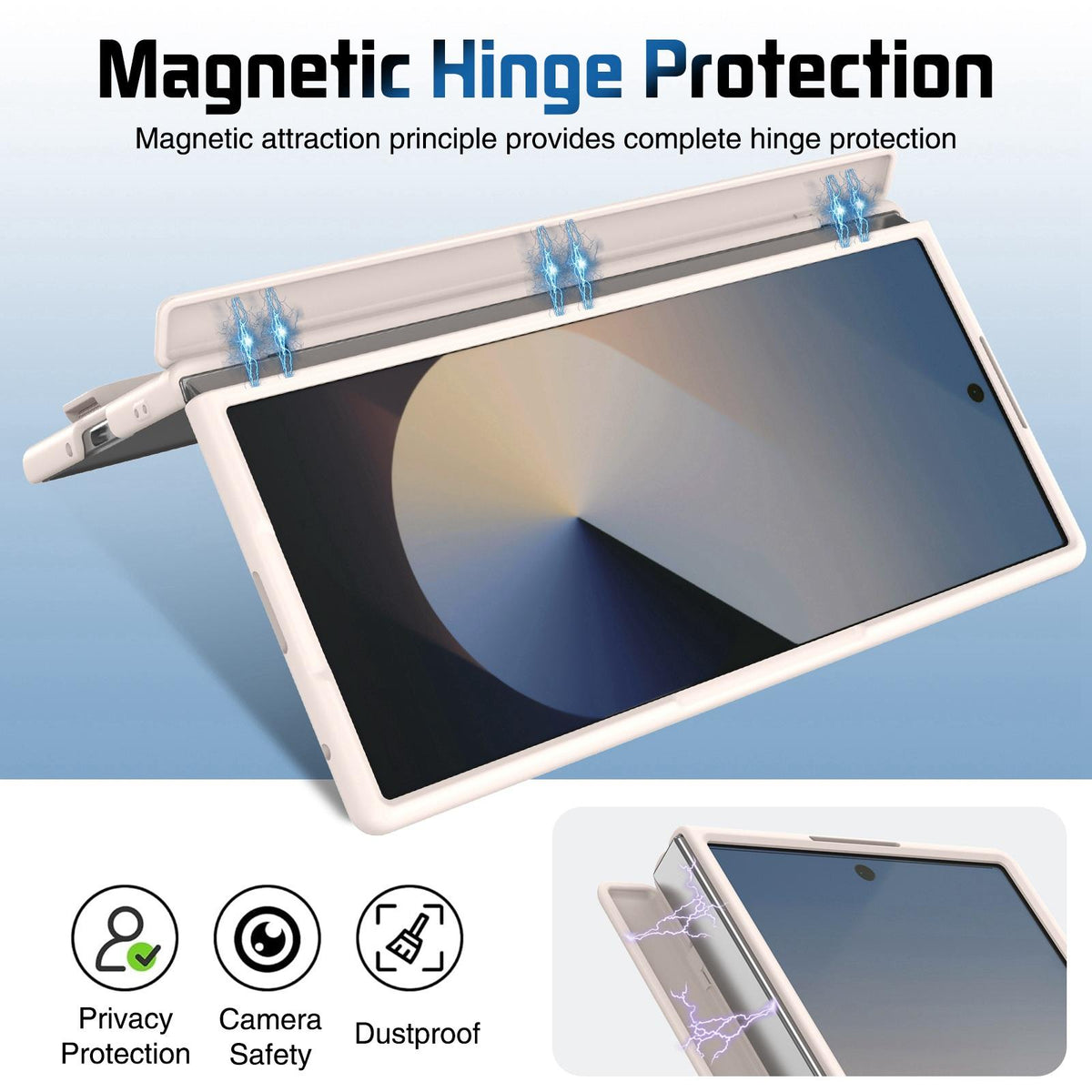 For Galaxy Z Fold8 Ultra 5G Film Integrated Lens Frame Bracket Phone Case with Wristband - Apricot - EDA008133605F