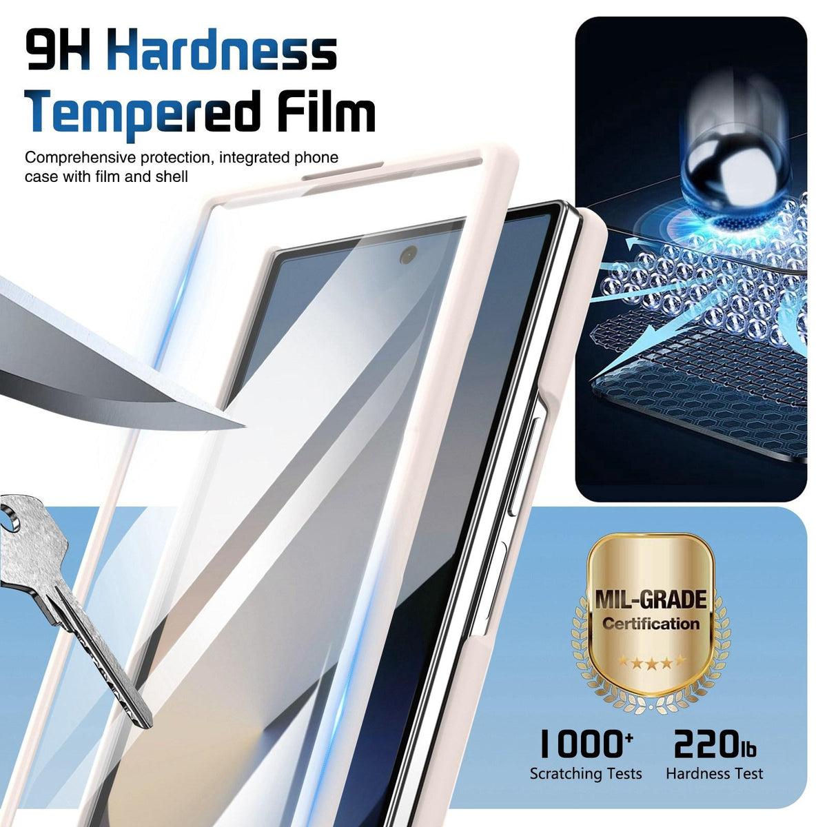 For Galaxy Z Fold8 Ultra 5G Film Integrated Lens Frame Bracket Phone Case with Wristband - Apricot - EDA008133605F