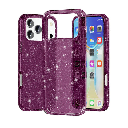 For iPhone 18 Pro Max / 17 Pro Max Shockproof Terminator Glitter Powder Phone Case - Cherry Red - EDA008137001K