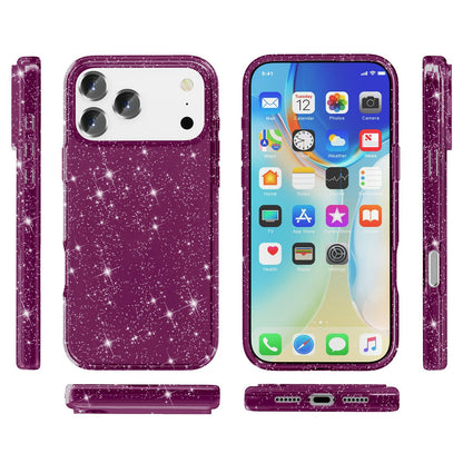 For iPhone 18 Pro / 17 Pro Shockproof Terminator Glitter Powder Phone Case - Cherry Red - EDA008137002K