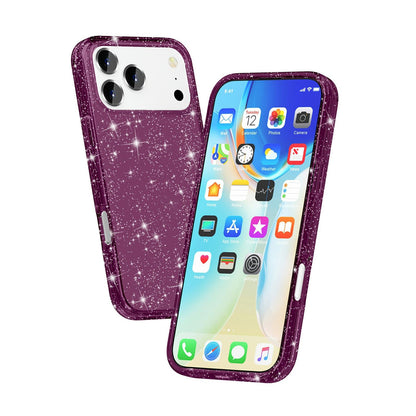 For iPhone 18 Pro / 17 Pro Shockproof Terminator Glitter Powder Phone Case - Cherry Red - EDA008137002K