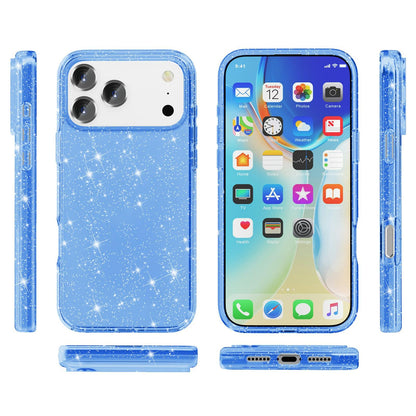 For iPhone 18 Pro / 17 Pro Shockproof Terminator Glitter Powder Phone Case - Blue - EDA008137002L